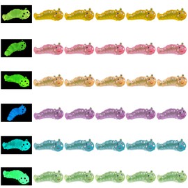 iMagitek 90 Pcs Luminous Mini Resin Caterpillars Miniature Figurines Glow in The Dark Tiny Caterpillars Figurines Micro Landscape Ornaments for Fairy Garden Landscape Flower Pots DIY Crafts