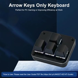 LINKEET Arrow Keys Only Keyboard Mini WASD 4 Keys Macro Gaming Keypad One-Handed Mechanical Programmable Pad OSU Sayo Device Hot Swappable Linear Red Switches Metal Panel for Win/Mac, Black