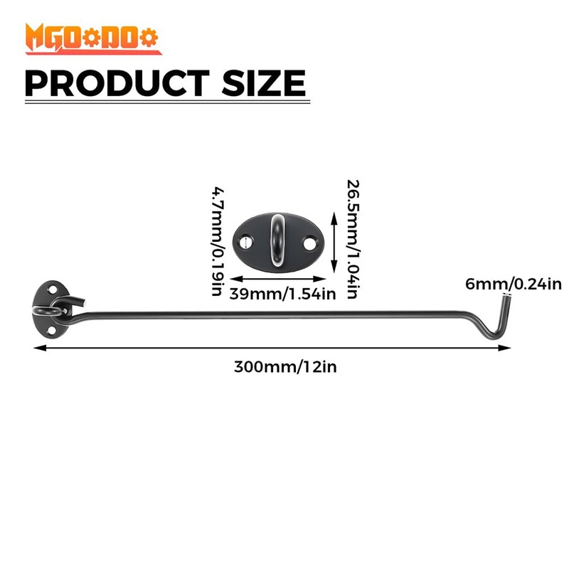 Mgoodoo 12 Inch-300mm Cabin Hook and Eye Latch Lock Shed
