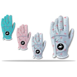 Tropical Flamingo Men's Golf Glove - 100% Cabretta Leather Left Right Hand Golfer Weather Grip Pink White Blue Adult Hawaiian Size Small Thru XXL