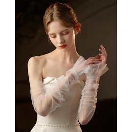 GRYUIRY Wedding Sheer Tulle Glove Long Fingerless Glove for Women Bridal Mesh Gloves 20s Opera Party Hallowmas Dance Gloves Royal Blue