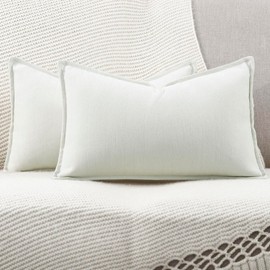 MADIZZ Textured Chenille Throw Pillow Covers Set of 2 Super Soft Decorative Pillow Covers Boho Cushion Covers Modern Pillowcases Farmhouse Home Decor for Sofa Bedroom 12x20 inch White
