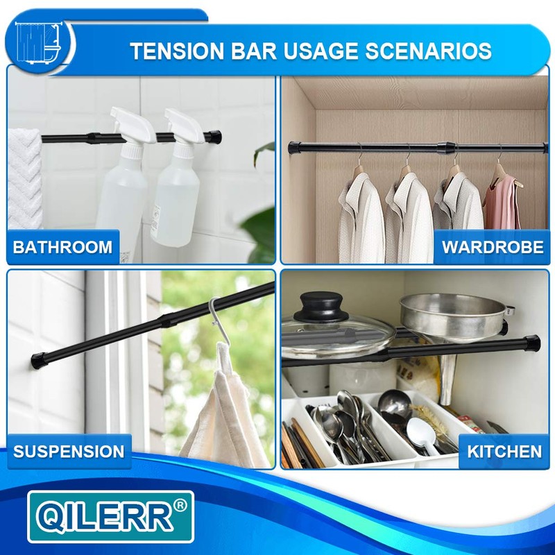 QILERR Tension Rods 28 to 48 Inches 6 Pack Adjustable