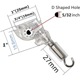 2pcs 1" Blinds Wand Tilter Mechanism with D shaped Gear 5/32" Hook Connection for aluminum or vinyl mini blinds with measure 1" x 1" headrail