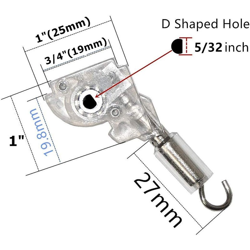 2pcs 1" Blinds Wand Tilter Mechanism with D shaped Gear