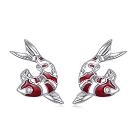 Koi Fish Earrings Sterling Silver Stud Earrings Fish Jewellery Gifts for Women Mum