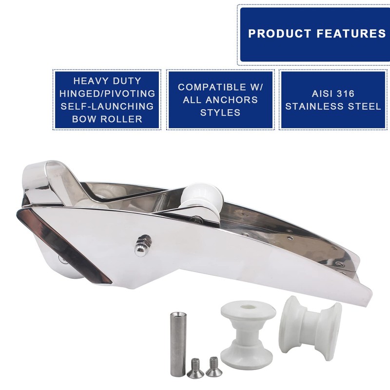SHENGHUISS 316 Stainless Steel Hinged Self Launching Bow Anchor Roller
