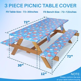 Jobunai Picnic Table Cover with Bench Covers 6 Feet Water Proof Camping Table Clothes with Elastic Edges Rv Patio Equipment for Outside Campers Car Travel Gadgets Funny Gift for Who Have Everything