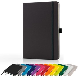 Savvy Bee Premium A5 Notebook New Lined Hardback Journal with Pen Loop, 196 Page, Elastic Closure and Ribbon Marker Notepad Note Book Notes Pad (Black)
