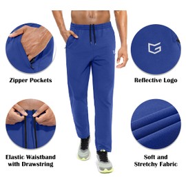 G Gradual Pantalones deportivos para hombre con bolsillos con cremallera, pantalones deportivos para correr, hacer ejercicio, entrenar, Azul / Patchwork, Medium