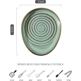 Soporte de cuchara de cerámica para estufa, soporte de cuchara para encimera de cocina, soporte de utensilios de cocina de estilo granja para cucharas, cucharones, espátulas, gris