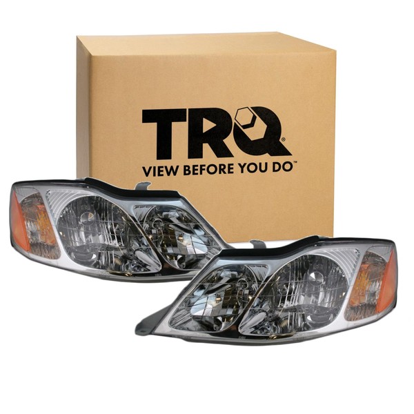 TRQ Headlight Assembly Set Headlights Driver & Passenger Side Compatible