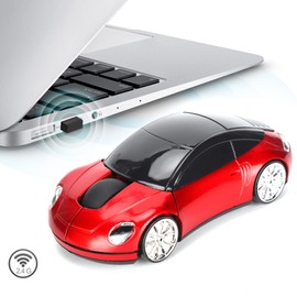 Smart Car Shaped Wireless Mouse, 2.4G Cordless Mouse for Laptop Tablet Computer with USB Receiver (Red)