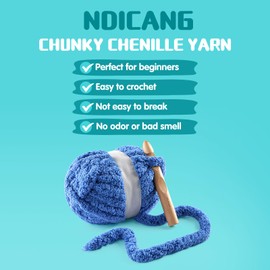 2 Pack Chunky Yarn for Hand Knitting - Chunky Chenille Blanket Yarn for Crocheting and Crochet with Jumbo Fluffy Super Bulky 28.4 yds 7.7 oz Each Skein (Violet)