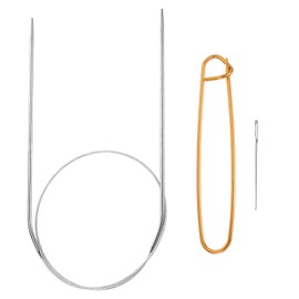 HARFINGTON Circular Knitting Needles 24" Stainless Steel US 1.5/2.5mm Knitting Needles 5.51" with Knitting Stitch Holder for Fast Knitting Tip to Tip Sweater Scarves Necklaces