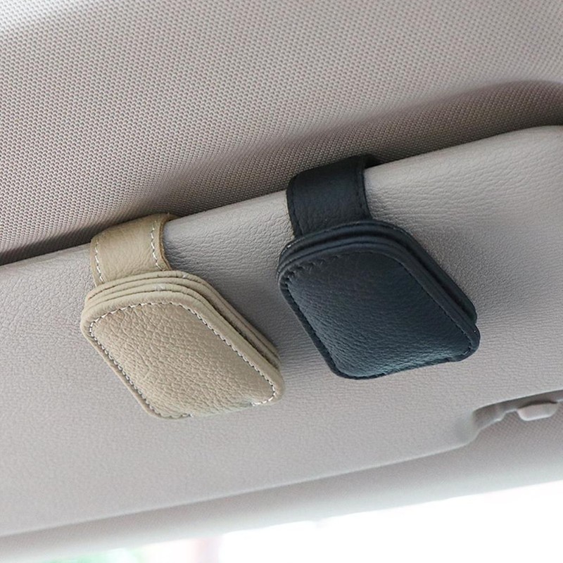 Sunglass Holder for Car Visor Magnet Leather Car Sunglasses Holder