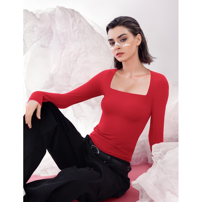 PUMIEY Long Sleeve Shirts for Women Dupes T Shirts Womens