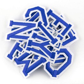 Letter Iron On Patches Sew On Appliques with Ironed Adhesive Dark Blue Embroidered Decorative Repair Patches for Shoes Hat Bag Clothing(26 Alphabet Letters)