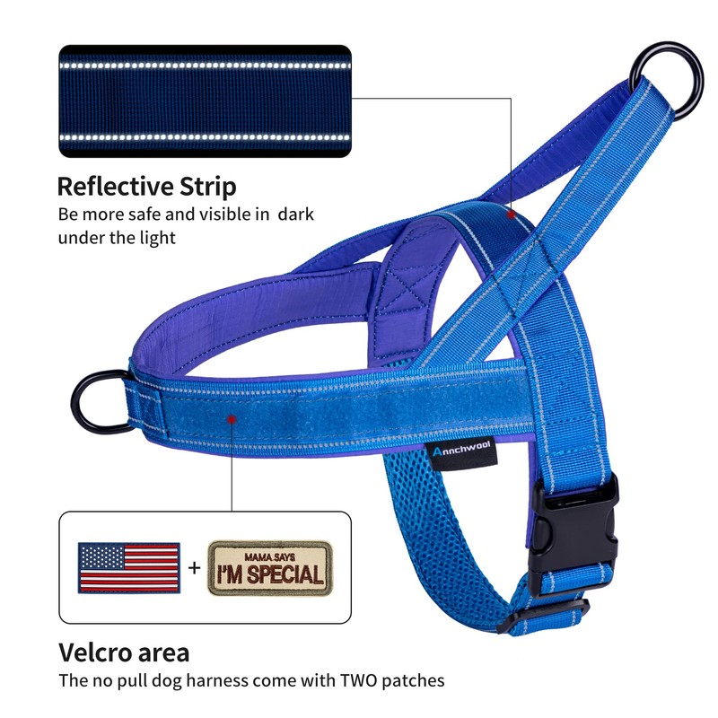 Annchwool No Pull Dog Harness with Soft Padded Handle,Reflective Strip
