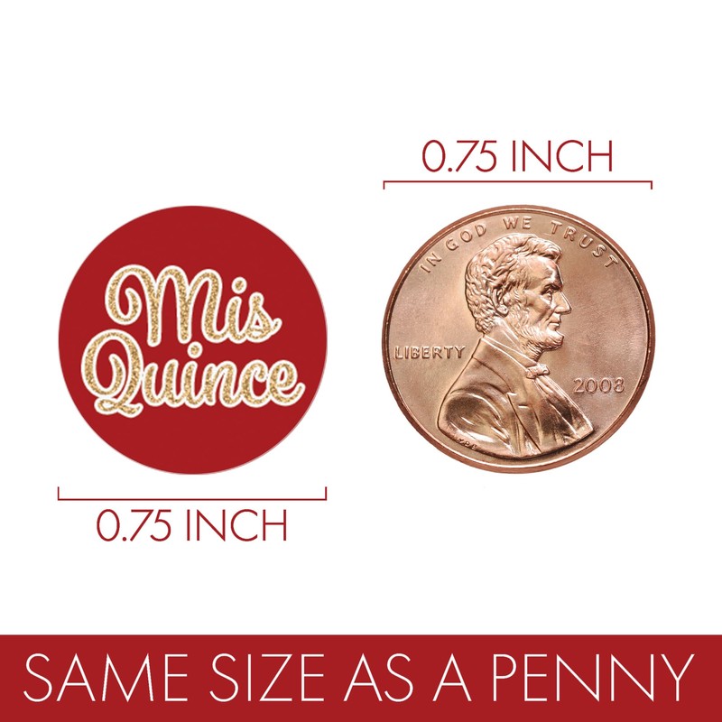 Red and Gold Quinceañera Chocolate Kisses Party Favor Stickers, Mis