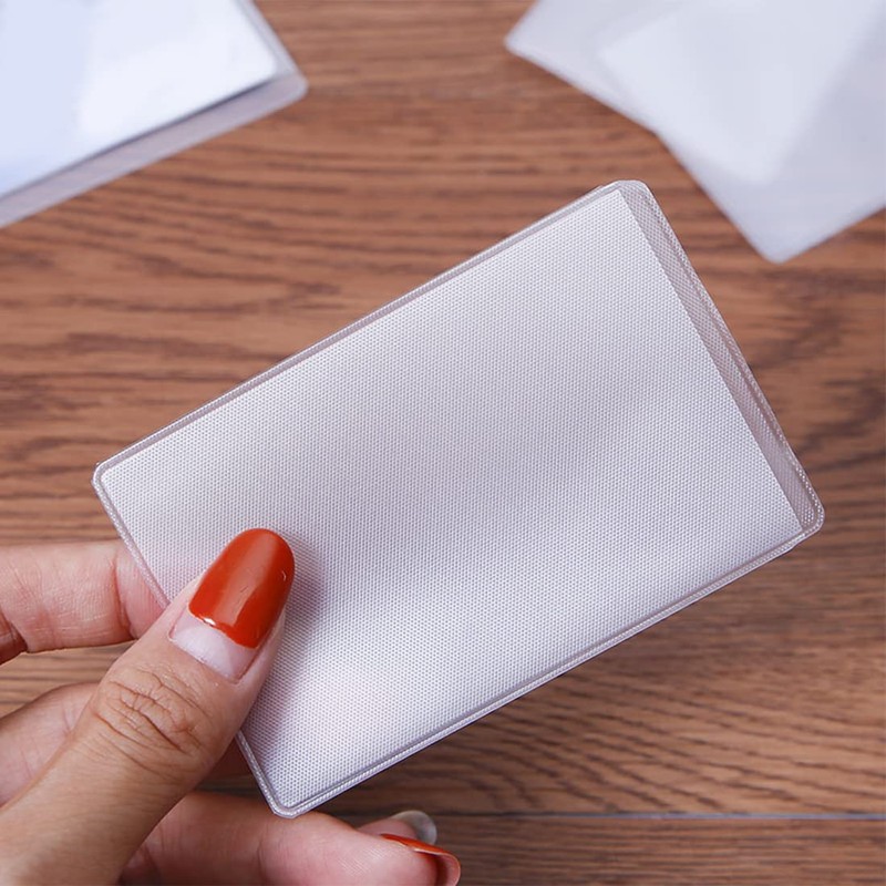 LIUJZZJ 100 Pieces Plastic ID Credit Card Holder Vertical Business