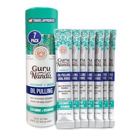 GuruNanda Oil Pulling Travel Sachets (Pack of 7) - 100% Pure Blend of Coconut & 7 Essential Oils with Vitamins - Supports Fresh Breath & Oral Health