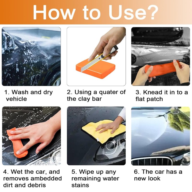 Premium Orange Car Clay Bar Kit - 2 Pcs with,High-Grade