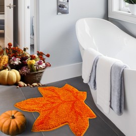 Ceenna Fall Bathroom Rugs Maple Leaf Rug Autumn Bath Mat Thanksgiving Tufted Rug Absorbent Washable Carpet for Tub Shower Bathroom Doormat Decor