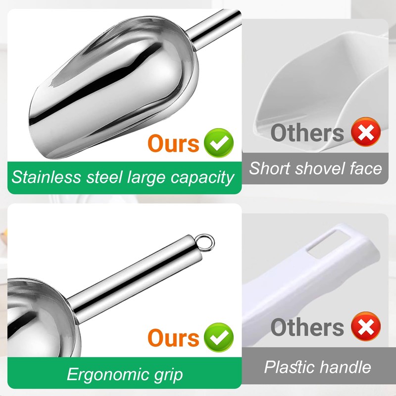 Stainless Steel Ice Scoop Heavy-Duty Scooper for Ice Makers &
