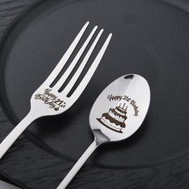21st Birthday Gifts Spoon Fork 21th Birthday Gifts for Sister Brother 21 Year Old Birthday Gifts for Daughter Son Fork Spoon Set for Best Friend Birthday Gift for 21 Year Old Girl Boy Christmas Gifts