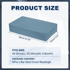 uxcell Bar Stool Cover Rectangle, Stretch Washable Saddle Counter Vanity Barstool Slipcover Seat Cushion Protector with Elastic Band for Wooden Metal Bench Chair(Gray Blue, 4Pcs)