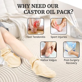 Castor Oil Pack Wrap for Feet, Castor Oil Pack Wrap Organic Cotton for Women，Castor Oil Socks for Feet Arthritis and Feet Tingling Cracking, Sleep Socks White(Oil are Not Include)