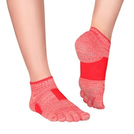 Knitido + Umi ABS Toe Socks for Pilates and Yoga with Arch Support, Red (45)