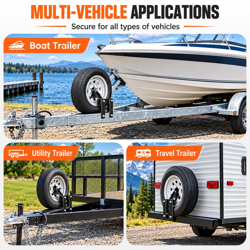 Spare Tire Carrier for Trailers – Heavy-Duty 160 lb Adjustable