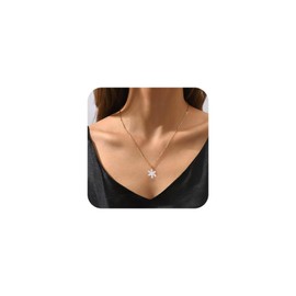 Andelaisi Boho Snow Choker Necklace Gold Snowflake Necklace Choker Vintage Winter Snow Pendant Necklace Minimalist Snow Flower Necklace Chain Jewelry for Women