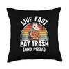 Live Fast Eat Trash And Pizza Opossum Funny Possum Throw