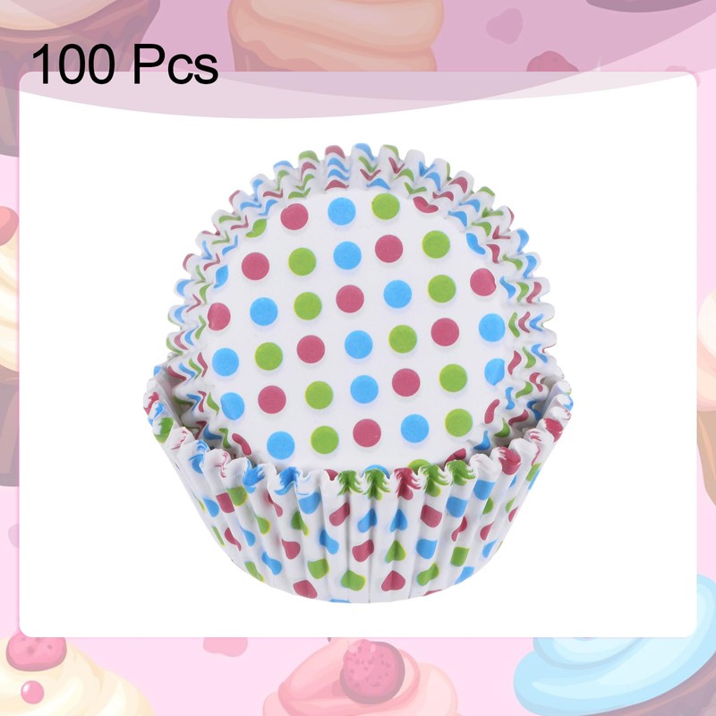 sourcing map 100 Count Cupcake Liners Dot Cupcake Cups Standard