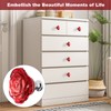 Yetaha Red Glass Dresser Knobs, 5PCS Rose Crystal Drawer Handles