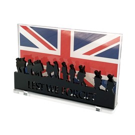 Lest we forget Soldier UK Flag Remembrance Sunday, Armistice Day, War Heroes Soldiers Armed Forces, Acrylic Decorations (Small - 120mm x 75mm)