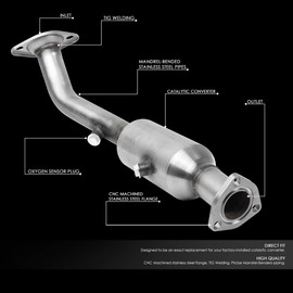 DNA MOTORING Rear Catalytic Converter Exhaust Pipe Compatible with 02-06 Honda CRV 2.4L, 15092 0961101 642288 45092 40402 16167, OE Style, EPA Compliant, OEM-CONV-056