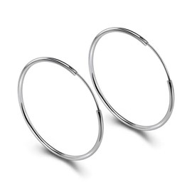 Chic 925 Sterling Silver Big Hoop Earrings Minimalist Round Circle Endless Large Huggie Hoops Statement Earrings 30/40/50/60/70mm Hypoallergenic Fashion Jewelry Gifts for Women Girls (50mm)