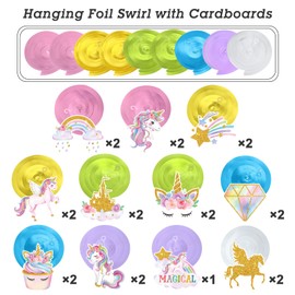 51 Pieces Unicorn Hanging Swirl Decorations Unicorn Party Decorations Unicorn Birthday Decorations for Girls Unicorn Party Supplies Hanging Swirls Rainbow Decor for Birthday Decorations Party Supply