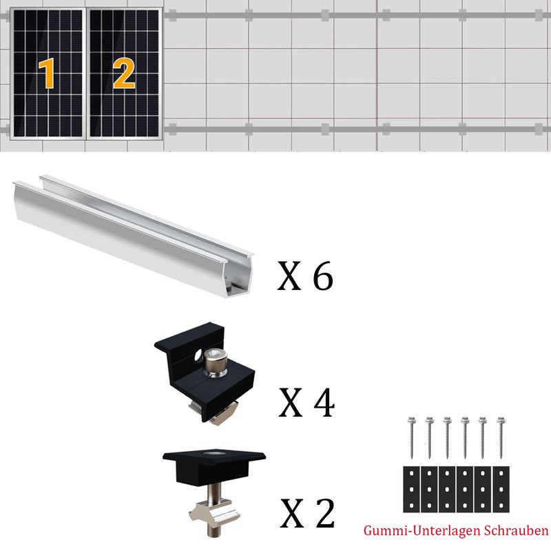 Solar Panel Bracket Flat Roof, Aluminium Photovoltaic Mounting Rail 12