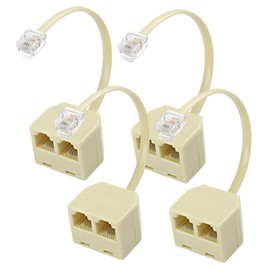 MEIRIYFA Phone Line Splitter RJ11 Telephone Splitters for Landline 6P4C Male to Dual Female Converter Cable, RJ11 Connector 1 in 2 Out Wall Adapter (4 Pack)