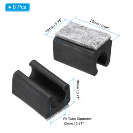 PATIKIL 12mm Rectangle Chair Leg Cover with Felt Pad, 8Pcs Slide Smoothly No Scratches No Noise Furniture Feet Hardwood Protectors Tips Floor Glides Tubing Caps for Office, Black Grey