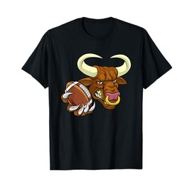 Bull Minotaur Longhorn Cow Football Cartoon Character T-Shirt