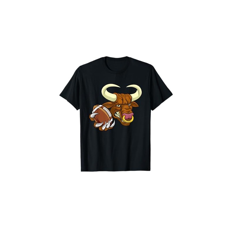 Bull Minotaur Longhorn Cow Football Cartoon Character T-Shirt