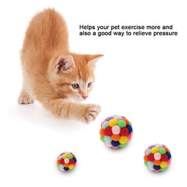 HEEPDD Colorful Cat Balls, Handmade Plush Bouncy Ball with Catnip and Bell Interactive Toys for Cats Kitten Training Playing Chewing(M)