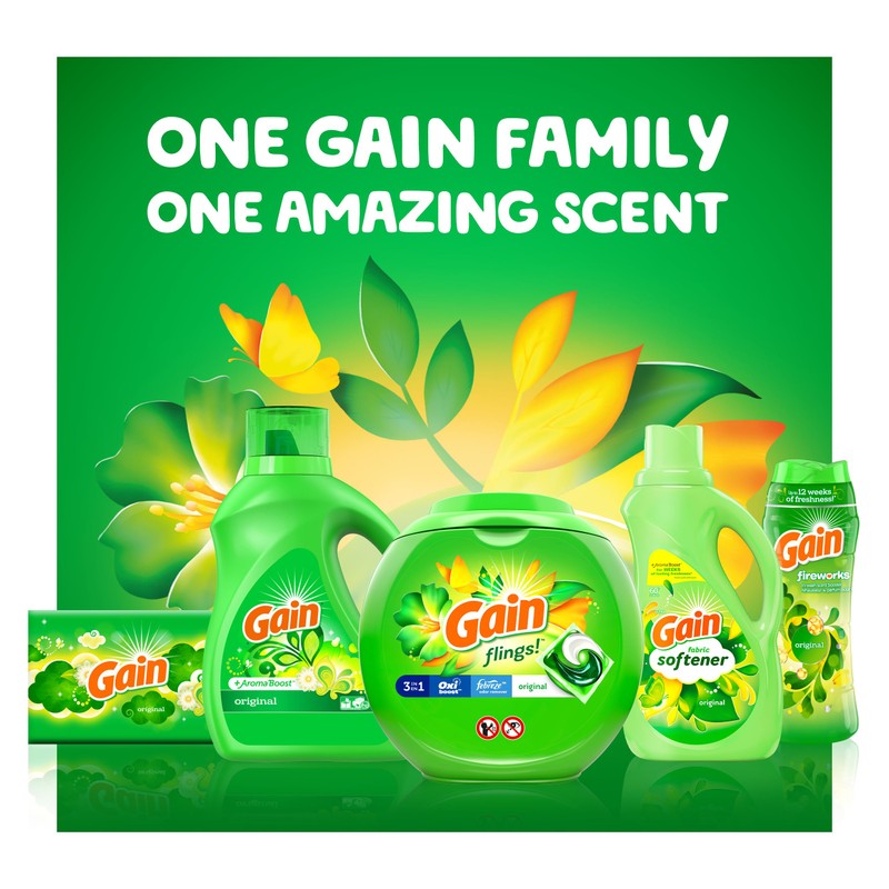 Gain + Aroma Boost Liquid Laundry Detergent, Original Scent, 128