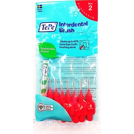 Tepe Interdental Brush, 8 x 10 Bags, Red, 0.02 inches (0.5 mm)